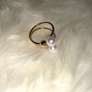 Fresh water pearl adjustable ring 14 K
